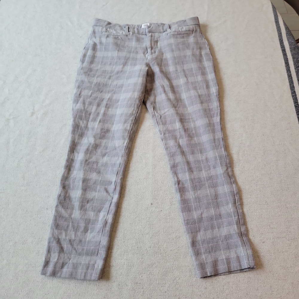 Gap Pants Women's Signature Skinny Ankle 10 Gray Plaid Preppy